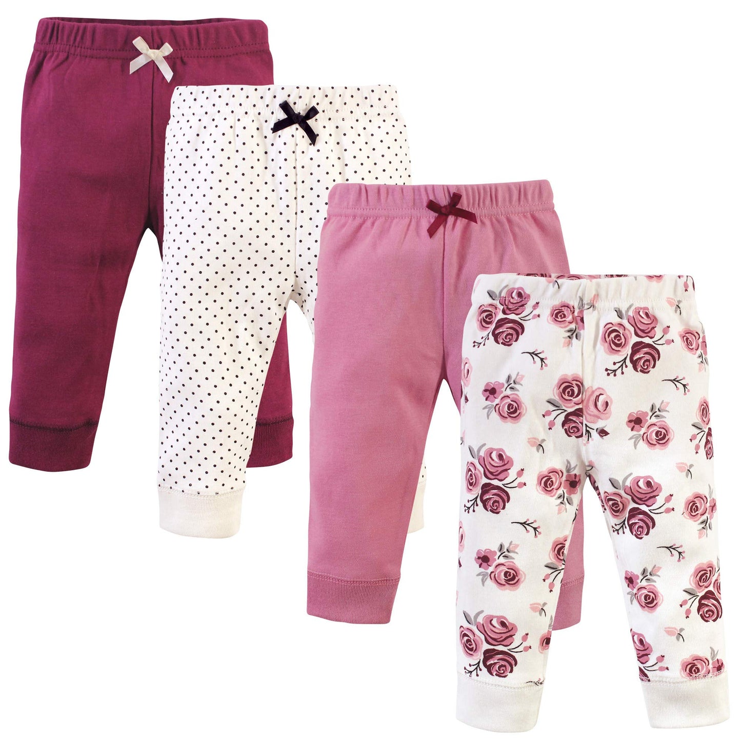 Hudson Baby Unisex Baby Cotton Pants And Leggings Rose, 0-3 Months