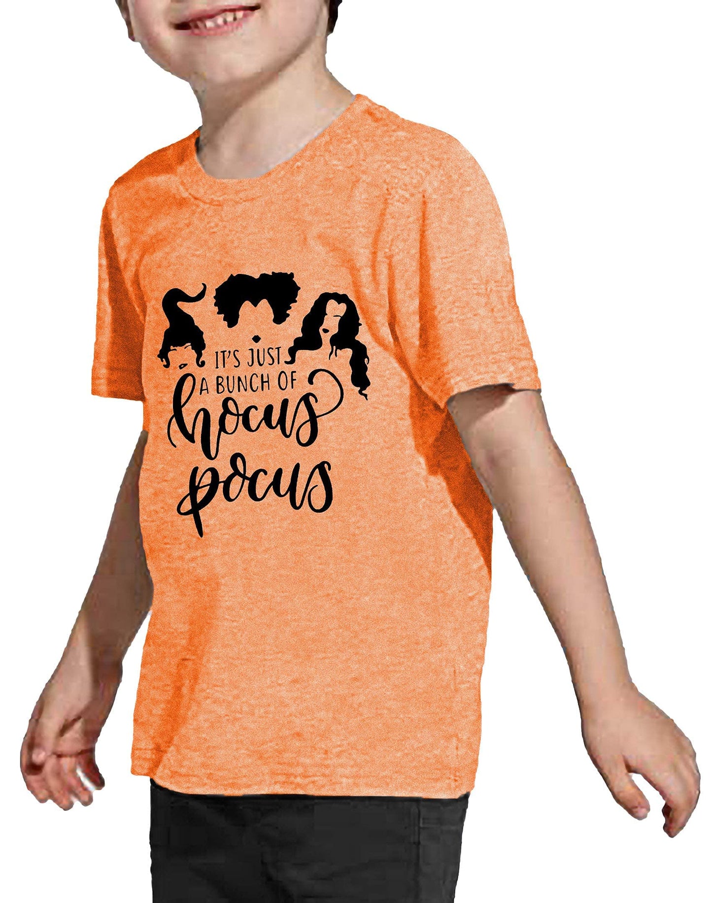 Lazychild It'S Just A Bunch Of Hocus Pocus Halloween T Shirt Toddler Boys Girls Sanderson Sister Graphic Tee Shirts(Orange,110)