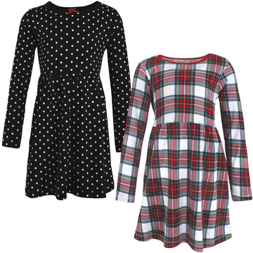 Hudson Baby Infant And Toddler Girl Cotton Dresses, White Tartan, 2 Toddler