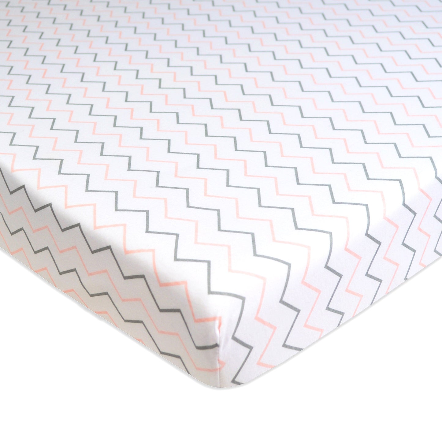 TL Care 2 Pack Printed 100% Natural Cotton Jersey Knit Fitted Pack N Play Playard Sheet, Pink Stars/Zigzag, Soft Breathable, for