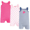 Hudson Baby Baby Cotton Rompers, Pink Strawberry, 0-3 Months