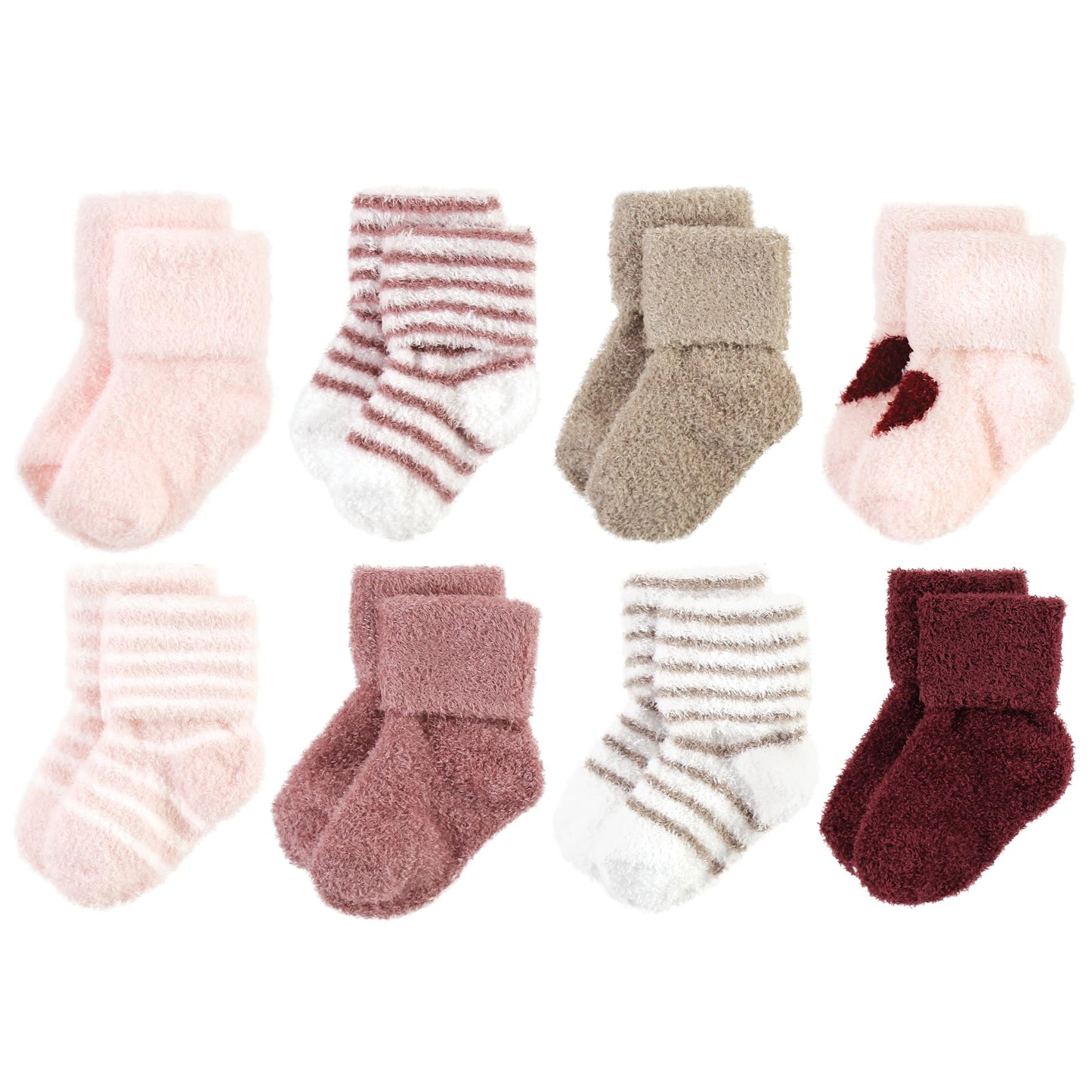 Hudson Baby Unisex Baby Cotton Rich Newborn And Terry Socks, Burgundy Heart, 12-24 Months