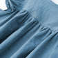 Lyxiof Toddler Baby Girl Cotton Linen Dress Ruffle Sleeve Halter Sleeveless Kids Casual Beach Dresses Blue 120Cm