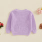 Valentines Day Baby Girl Boy Outfit Pink Heart Knit Sweater Long Sleeve Crewneck Sweatshirt Spring Winter Clothes (Purple, 18-24
