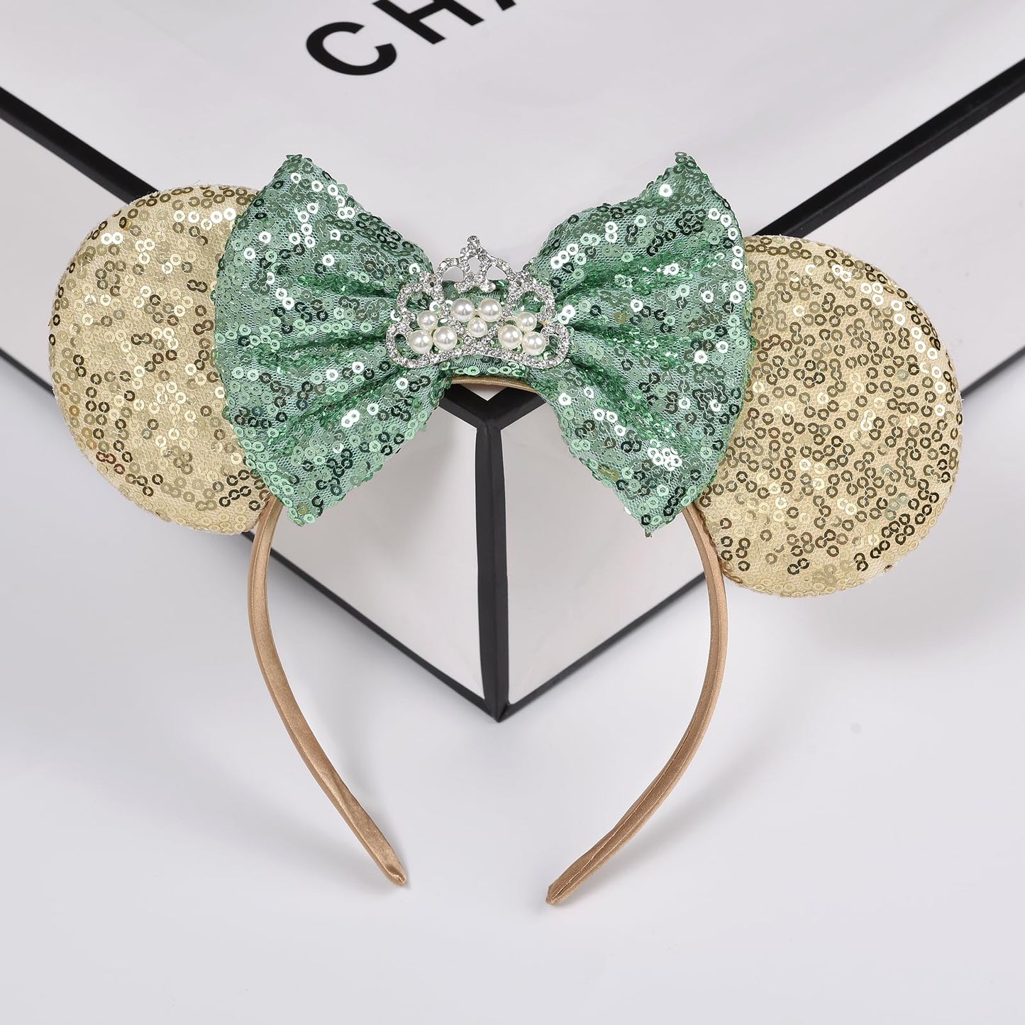Seamoy Tiana Minnie Ears Headband, Rose Gold Mouse Ears, Park Ears Princess, Sparkle Silver Blue Classic Red Gold Mouse Ears Hea