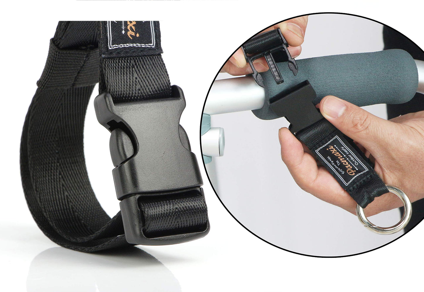 Stroller Hook By Pacmaxi, 2 Pack Multi Purpose Organizer Hooks Clip For Stroller, Wheelchair, Rollator, Walker (Black)