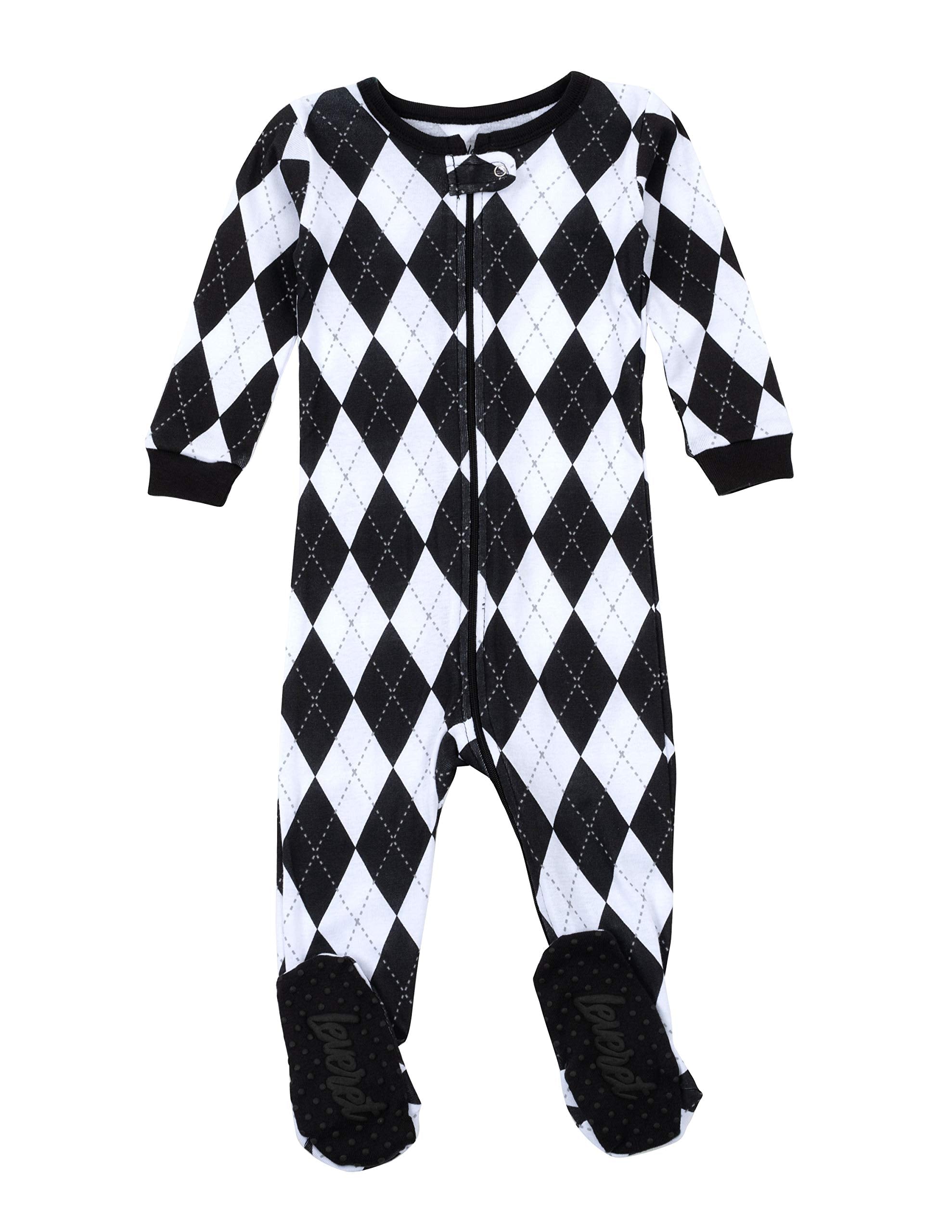 Leveret Kids & Toddler Footed Pajamas Boys Girls 100% Cotton Argyle Black & Whit WBBAPB08NCW3QS8