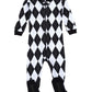 Leveret Kids & Toddler Footed Pajamas Boys Girls 100% Cotton Argyle Black & White (Size 4 Years)