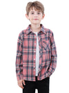 Sangtree Boys Long Sleeves Flannel Plaid Button Down Shirt Tops Pink Plaid, 18-24 Months = Tag 90