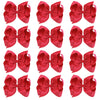 Oaoleer Big Hair Bows For Girls 12 Pcs 6' Red Grosgrain Ribbon Large Boutique Bow Alligator Clips Hair Accessories For Toddlers