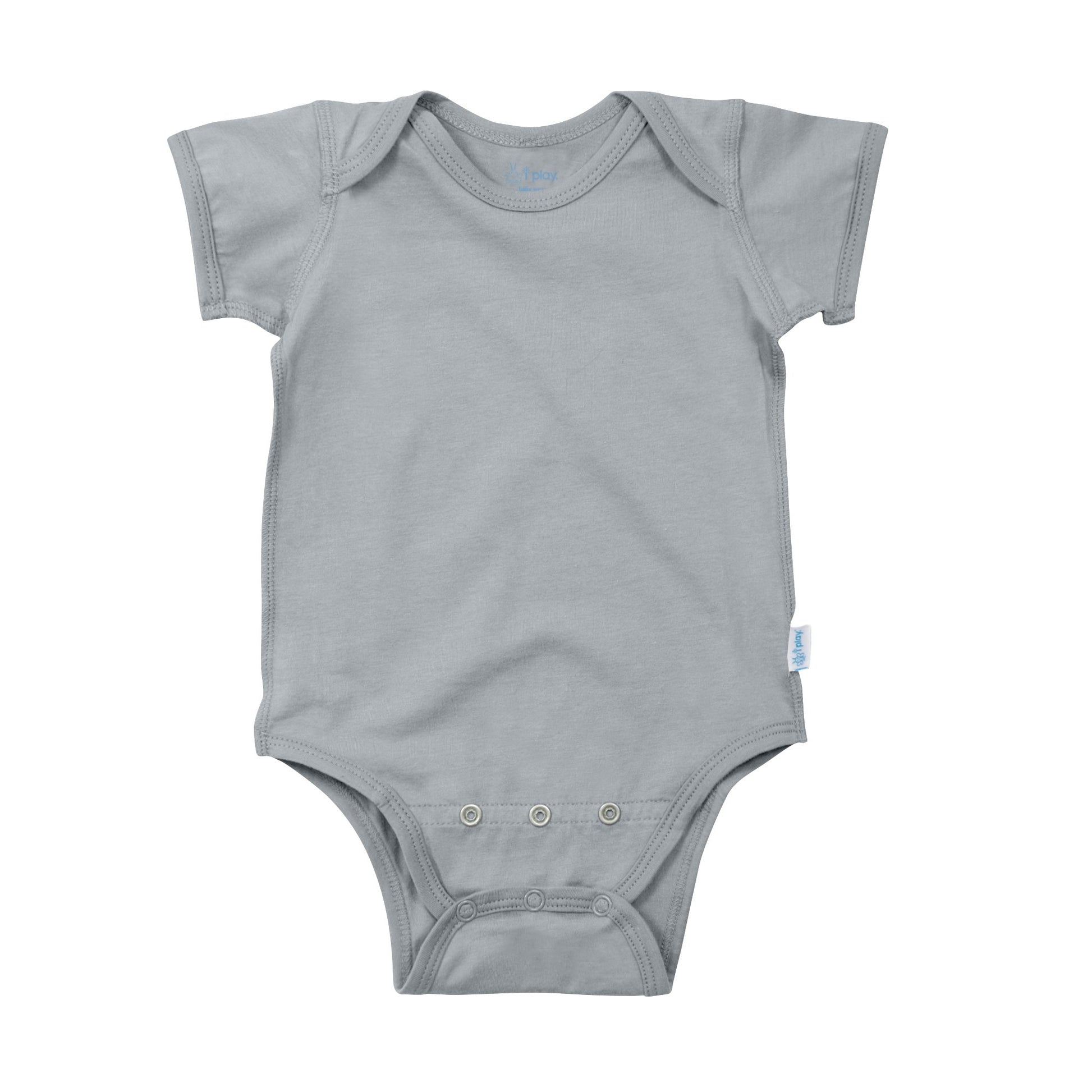 i Play. Baby Short Sleeve Organic Adjustable Bodysuit, Gray, 18-24 Months