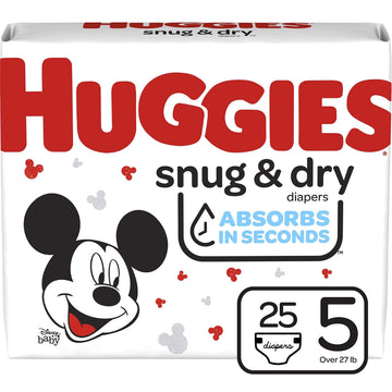 Huggies Snug & Dry Baby Diapers, Size 5, 25 Ct