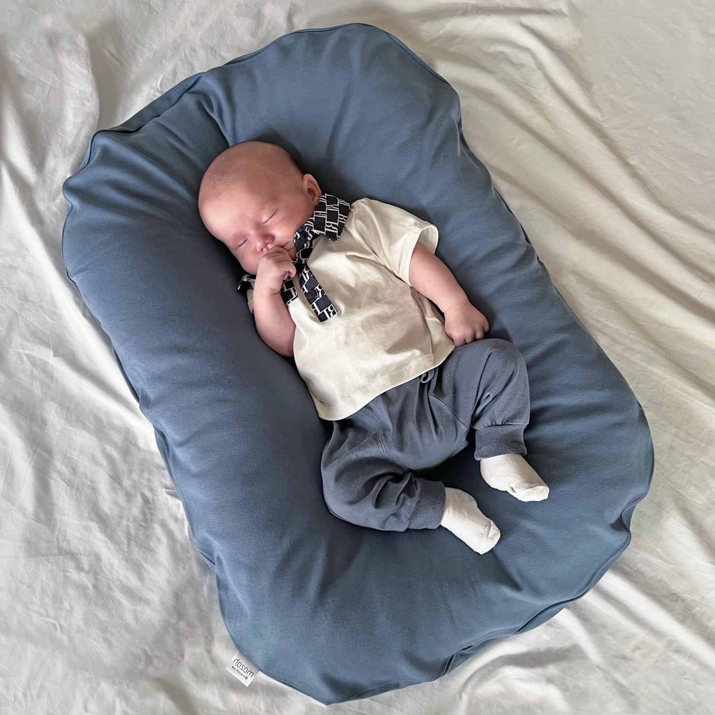 Mozah Baby Lounger Cover For Newborns - Soft Cotton Slipcover Fitting Most Infant Loungers And Baby Nest Loungers (Blue Mirage)
