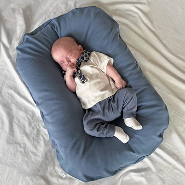 Mozah Baby Lounger Cover For Newborns - Soft Cotton Slipcover Fitting Most Infant Loungers And Baby Nest Loungers (Blue Mirage)