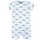 Hudson Baby Unisex Baby Cotton Rompers, Blue Shark, 0-3 Months