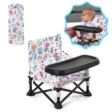 Toddler Booster Seat for Dining Table & Kitchen Chair - Portable Foldable with Removable Tray, Baby Camping Chair 6-36 Months In