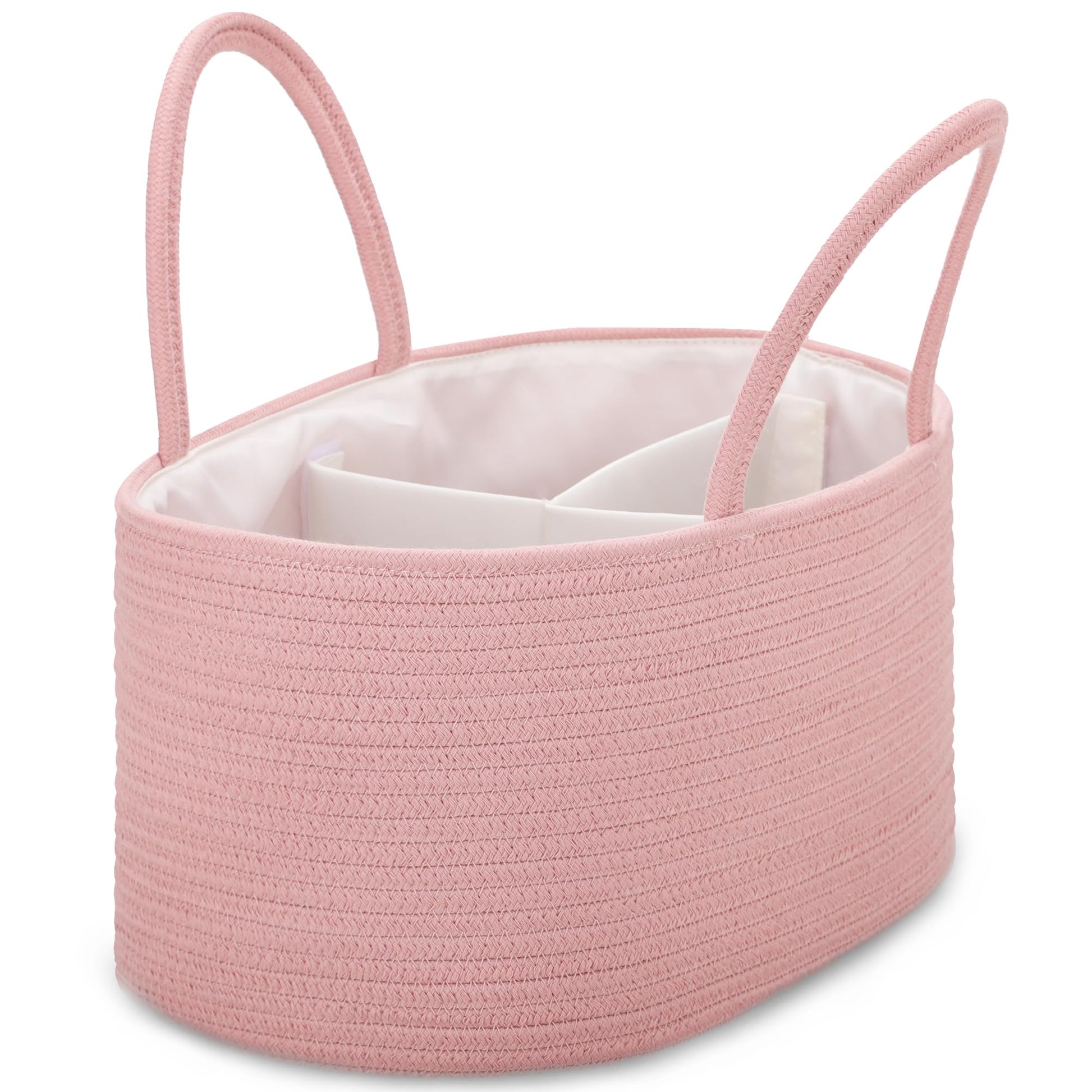Comse Large Diaper Caddy Organizer For Girl Boy, Gift Basket Empty, Car Diaper Caddy With Handles, Cotton Rope Diaper Basket, Ba