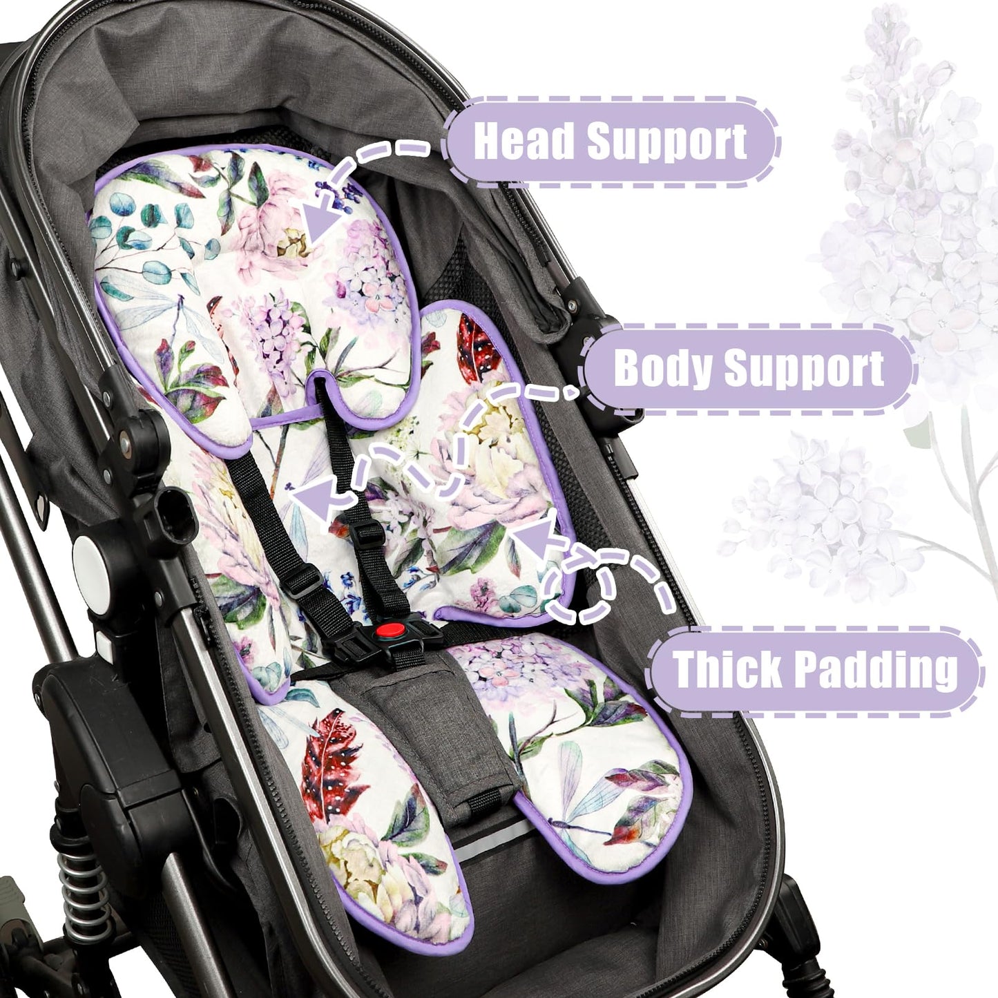 Infant Car Seat Insert For Newborn Girls Boys, Hnhuaming 2 In 1 Reversible Baby Car Seat Head & Body Support, Extra Soft Baby Ca
