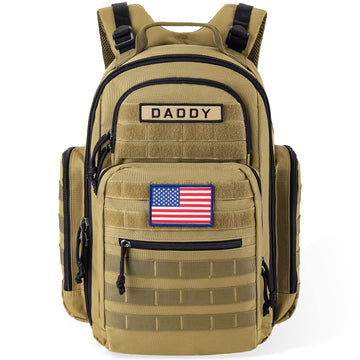 Sharkmouth Diaper Bag Backpack For Dad And Mom, Military Molle Diaper Pack With Insulated Bottle Holders And Wipe Pocket