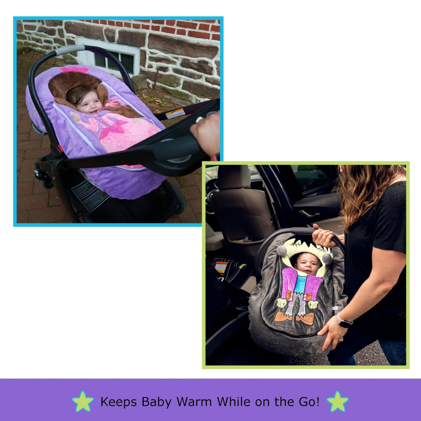 Car Seat Cuties, Baby Car Seat Cover, Stretchy Universal Fit Infant Car Seat Carrier Cover for Baby Boys and Girls, Soft & Warm Baby Blanket Style Car Seat Cover, Infant Costume