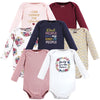 Hudson Baby Unisex Baby Cotton Long-Sleeve Bodysuits, Girls World 7-Pack, 18-24 Months