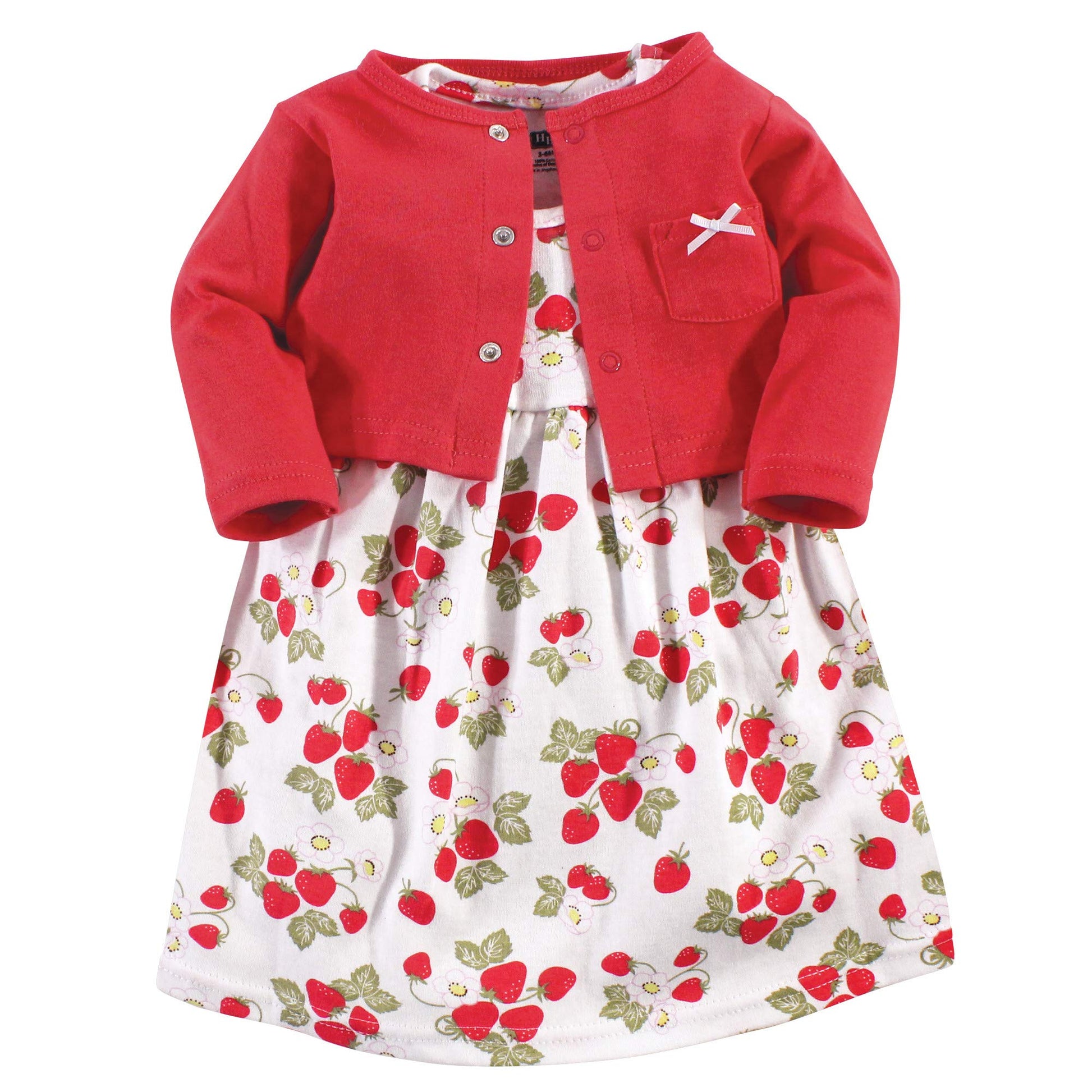 Hudson Baby Baby Girls Cotton And Cardigan Set Casual Dress, Strawberries, 4T Us