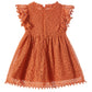 Niyage Toddler Girls Elegant Lace Pom Pom Flutter Sleeve Party Princess Dress Brick Red 100