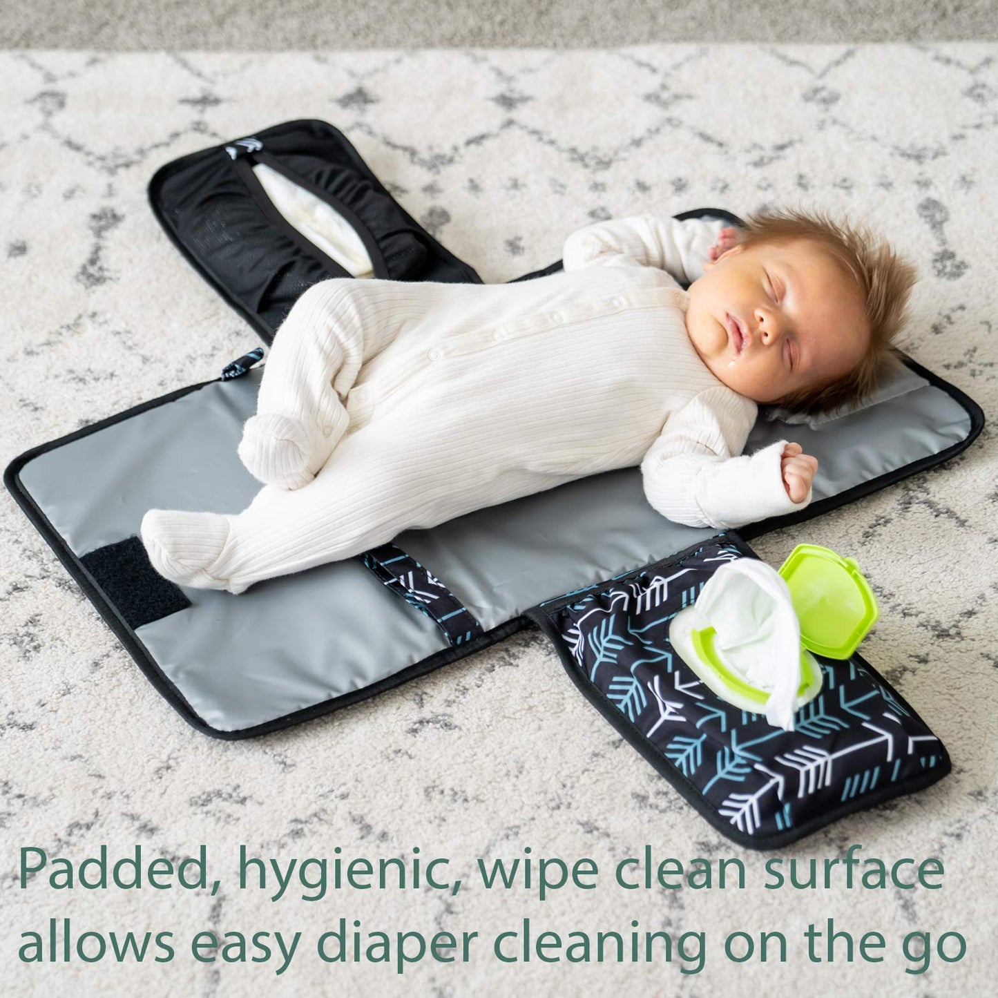 Lil Fox Portable Changing Pad - One-Hand Diaper Change Pad for Baby Diaper Bag or Changing Table. Unisex Baby Shower Gifts, Newb