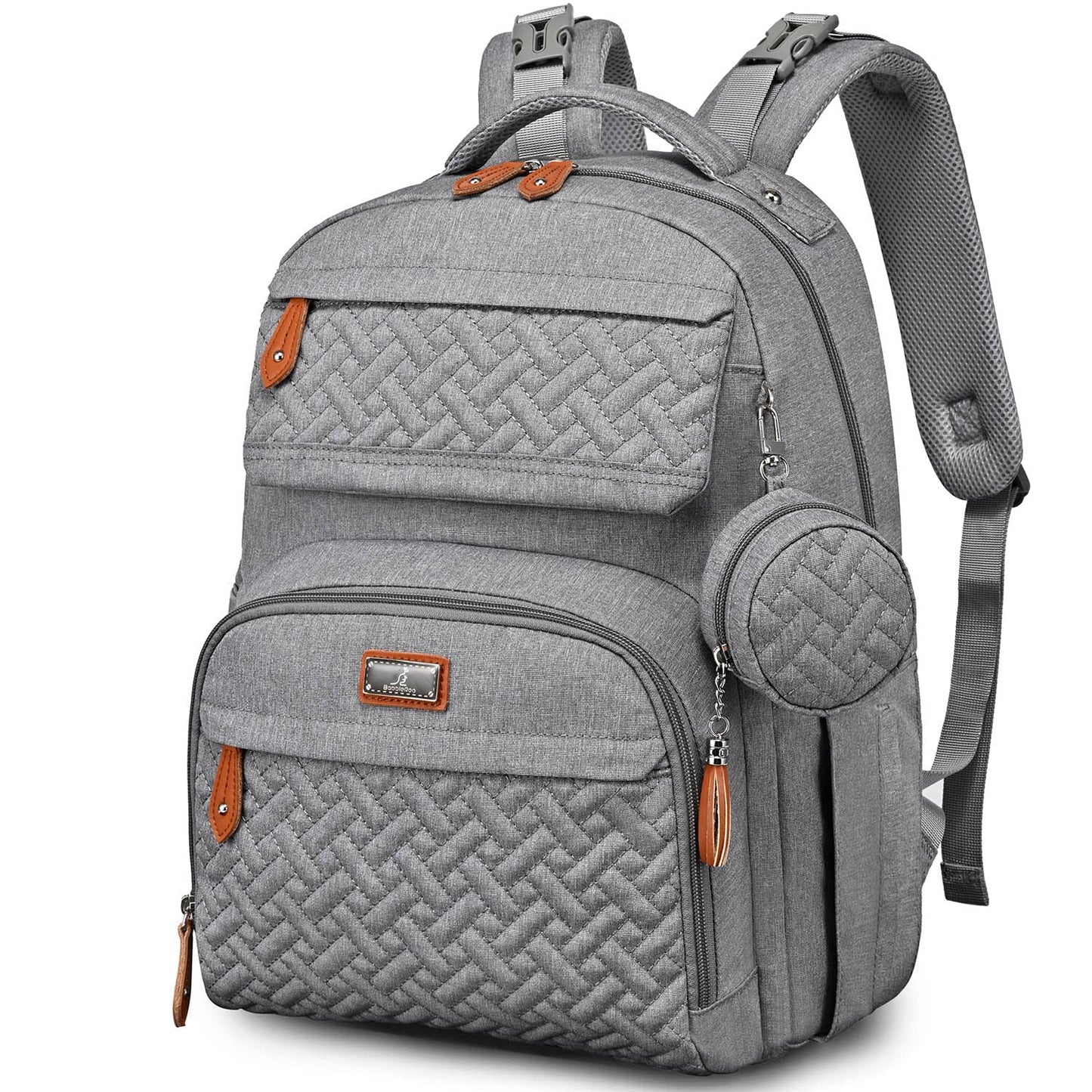 BabbleRoo Diaper Bag Backpack, Travel Backpack with Changing Pad, Pacifier Case & Stroller Straps, Multifunction, Waterproof, Un