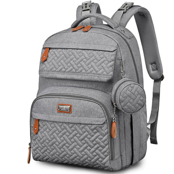 BabbleRoo Diaper Bag Backpack, Travel Backpack with Changing Pad, Pacifier Case & Stroller Straps, Multifunction, Waterproof, Un