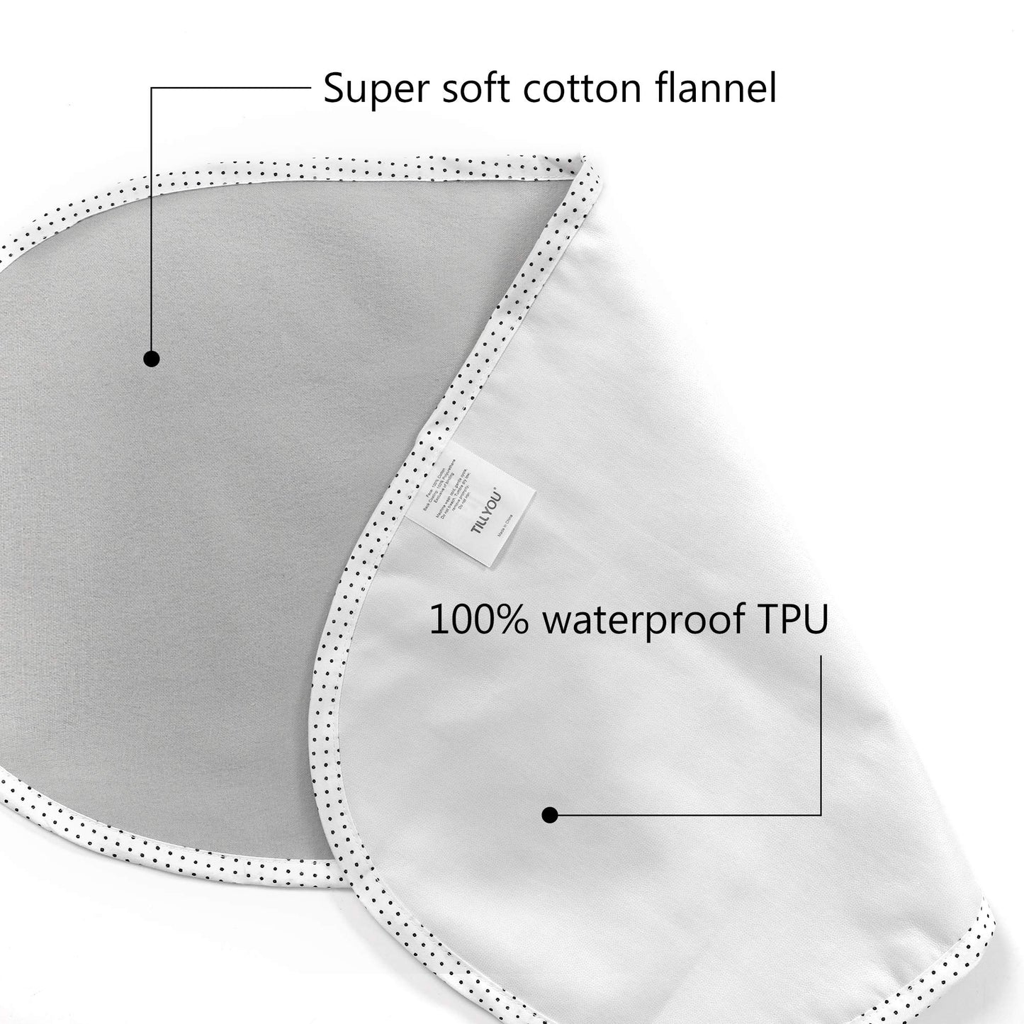Tillyou Changing Pad Liners 6Pk - Waterproof Flannel Cotton, 27' X 13' - Perfect For Baby Diaper Changing Needs, Gray