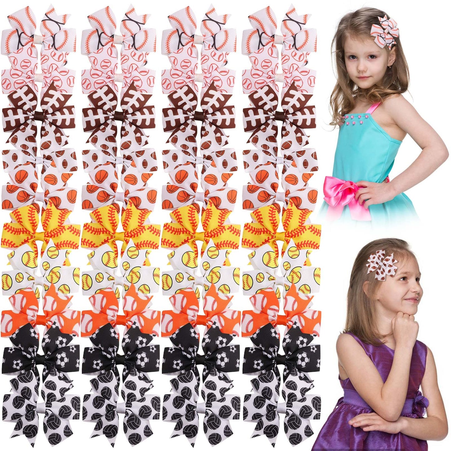 3 Inch Hair Bows For Baby Girls, Oaoleer 40Pcs Back To School Pinwheel Bows Grosgrain Ribbon Toddler Bows Clips Hair Barrettes A