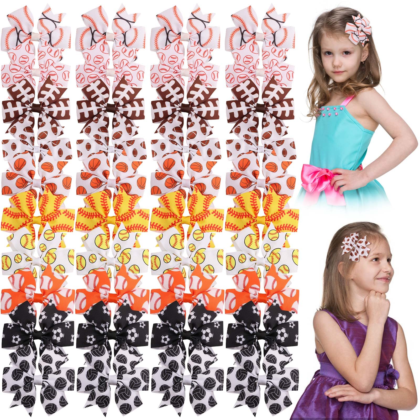 3 Inch Hair Bows For Baby Girls, Oaoleer 40Pcs Back To School Pinwheel Bows Grosgrain Ribbon Toddler Bows Clips Hair Barrettes A