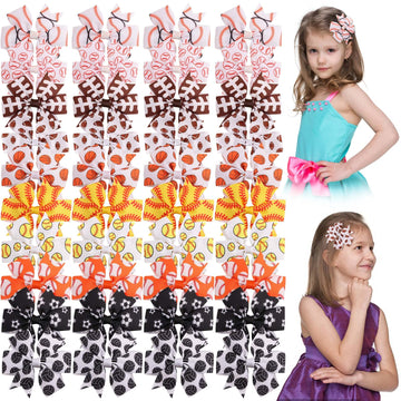 3 Inch Hair Bows For Baby Girls, Oaoleer 40Pcs Back To School Pinwheel Bows Grosgrain Ribbon Toddler Bows Clips Hair Barrettes A