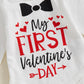 Beqeuewll Valentines Newborn Baby Boy 3Pcs Clothes Infant Long Sleeve Romper Cute Pattern Suspender Pants Overalls Outfits (Firs