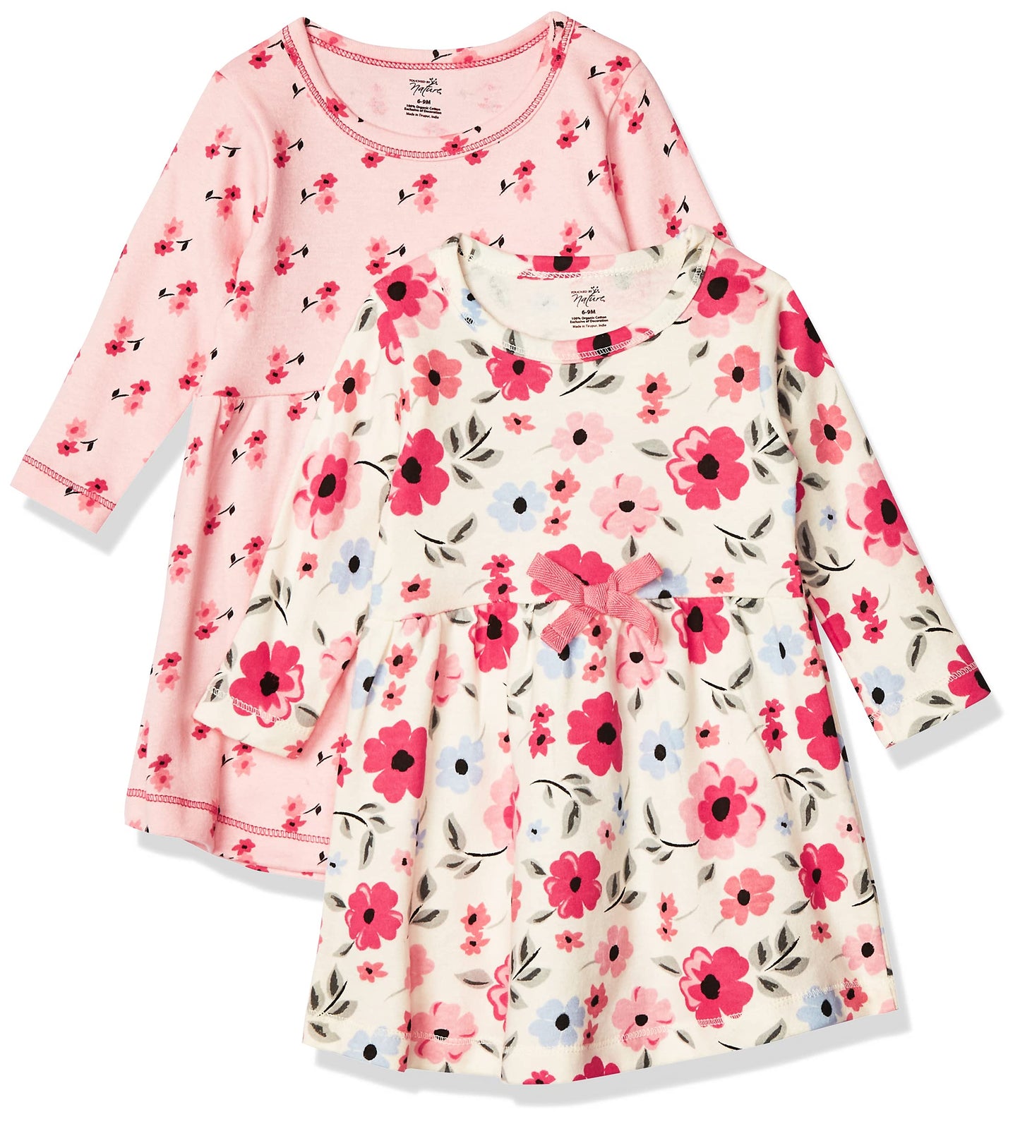 Touched By Nature Girls, Toddler, Baby And Womens Organic Cotton Short-Sleeve And Long-Sleeve Dresses, Coral Garden Long Sleeve,