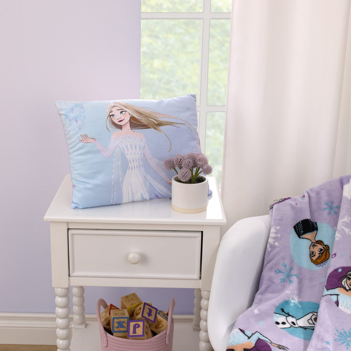 Disney Frozen Winter Cheer Lavender, Aqua And White Elsa Decorative Toddler Pillow