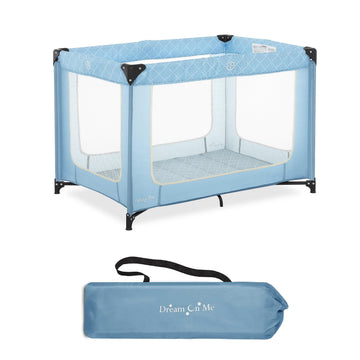 Dream On Me Zoom Portable Playard in Blue, Lightweight, Packable and Easy Setup Baby Playard, Breathable Mesh Sides and Soft Fab