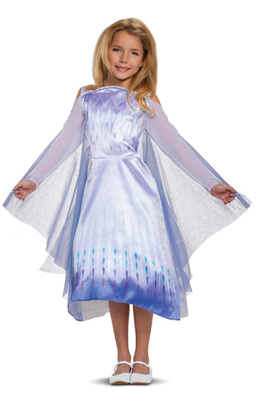Disguise Disney Frozen 2 Elsa Costume For Girls, Classic Dress And Cape Outfit, Child Size Small (4-6X), White & Blue