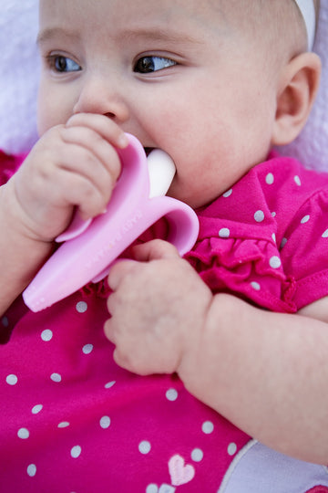 Baby Banana The Original Teether-Toothbrush, Infant to Toddler, Made in USA, Butter-Soft Bristles for Gums and Teeth, Bendable F