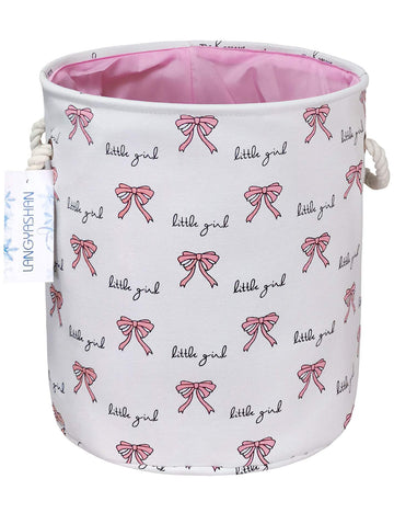 Langyashan Laundry Basket Canvas Collapsible Organizer Storage Basket For Boys Girls Laundry Hamper Toy Bins Gift Baskets Bedroo