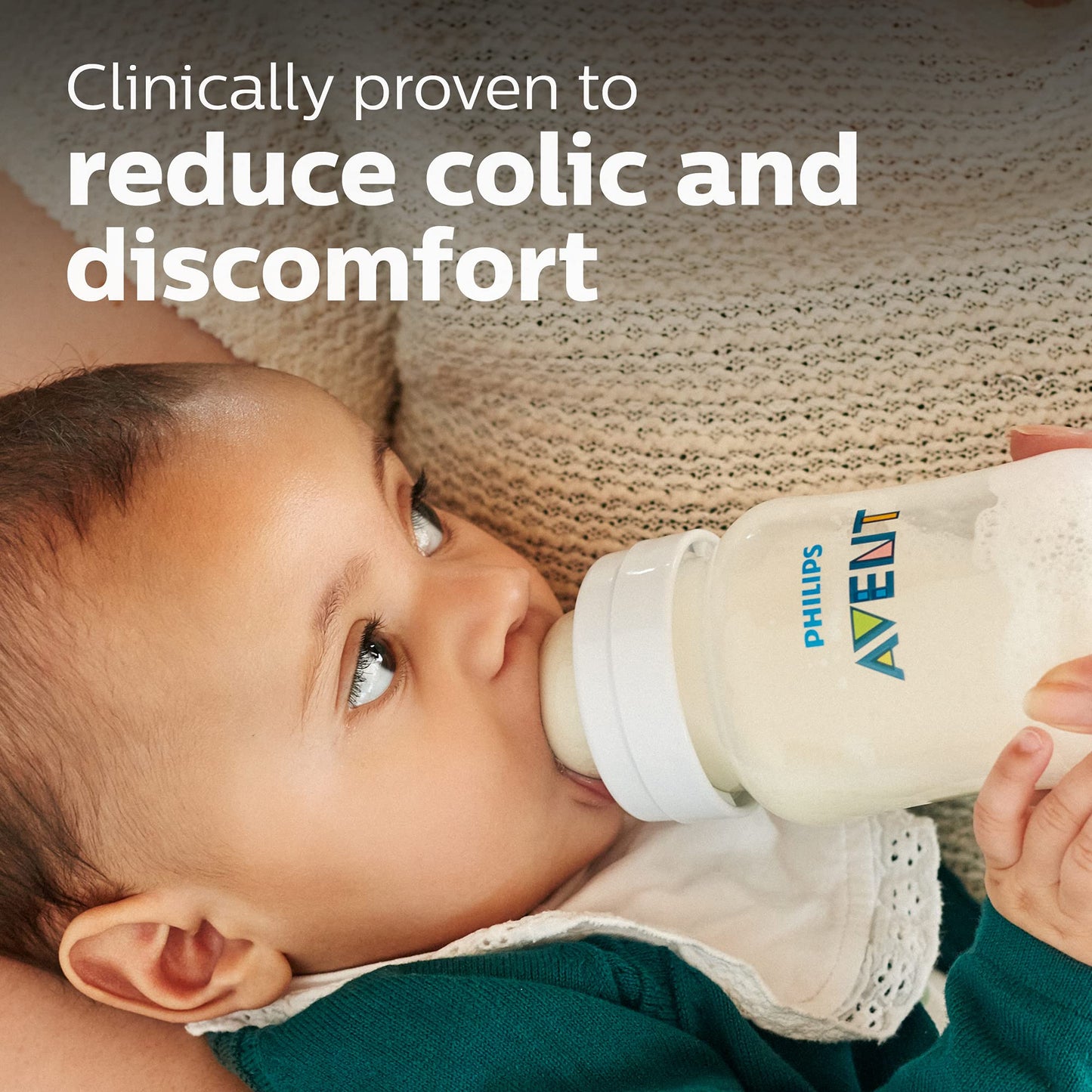 Philips Avent Anti-Colic Baby Bottles, 11Oz, With Flow 3 Nipples, 3M+, 4Pk, Clear, Scy106/04