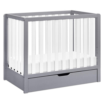 Carters by DaVinci Colby 4-in-1 Convertible Mini Crib with Trundle Drawer in Grey and White, Greenguard Gold Certified, Undercr