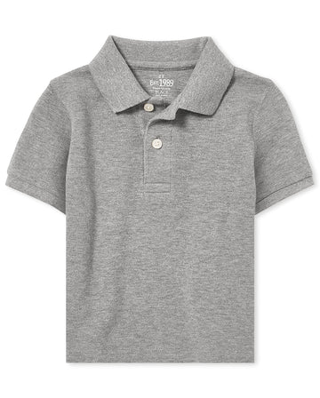 The Childrens Place Baby Boys and Toddler Boys Short Sleeve Pique Polo, Smoke, 18-24 MONTHS