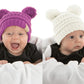 Funky Junque Baby Beanie - Ivory & Lavender Double POM (2 Pack)