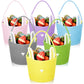 Beeveer 6 Pack Easter Baskets with Handle Woven Bunny Egg Hunt Basket with Rabbit Ears Print Bags Empty Easter Treat Bag Cotton 