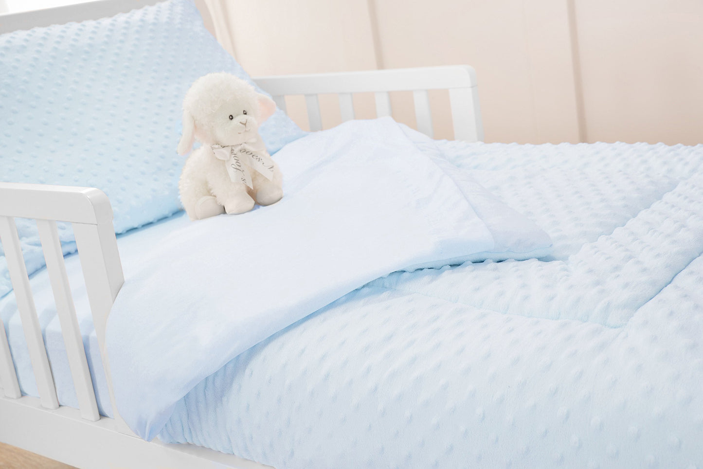 American Baby Company Heavenly Soft Minky Dot Chenille Toddler Bedding Set, Blue, 4 Piece, For Boys And Girls