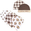 Hudson Baby Unisex Baby Cotton Bib And Headband Or Caps Set, Boy Turkey, One Size