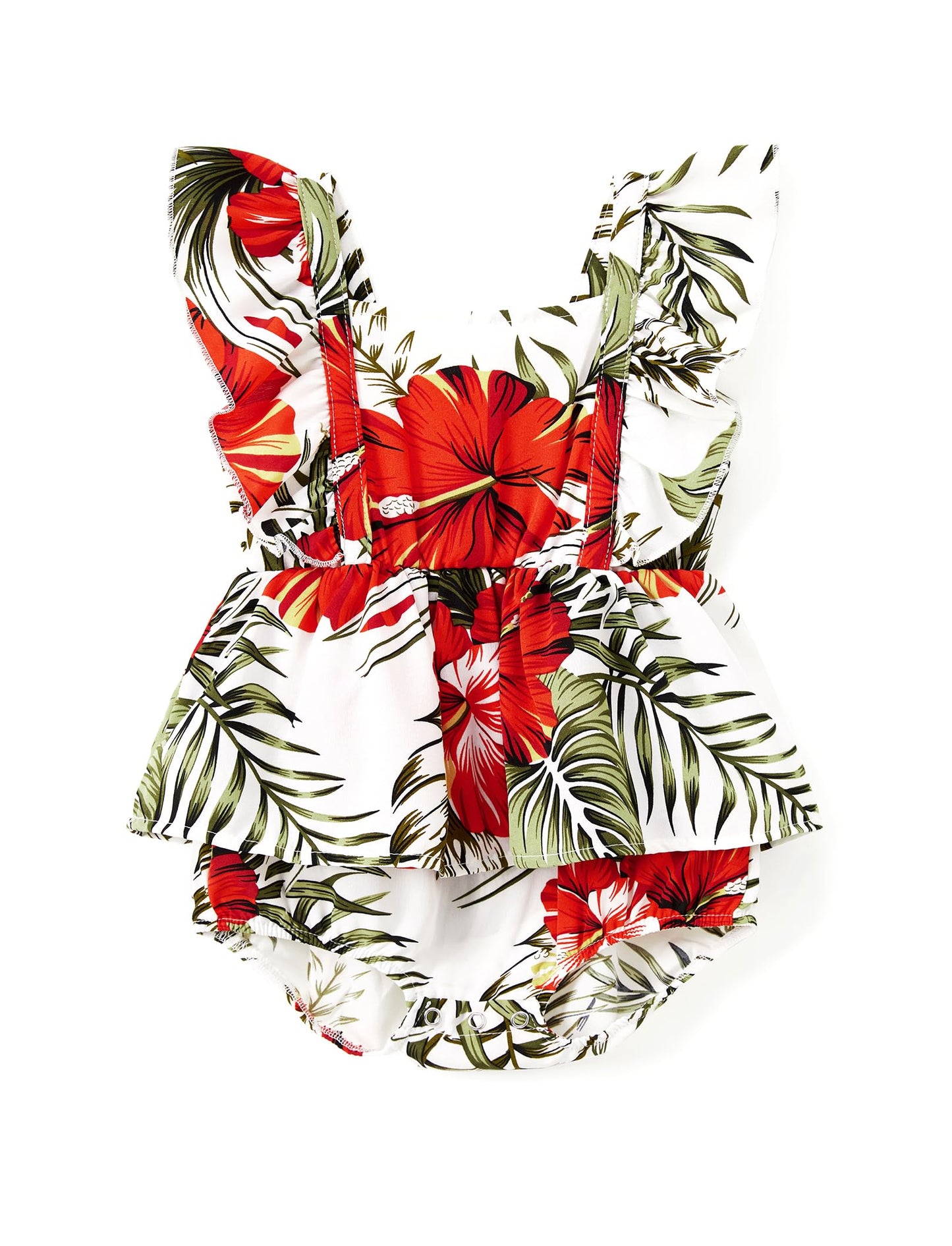 Patpat Family Vacation Outfits Matching Sets With Baby Mommy And Me Sundresses Tropical Floral Leaf Print Halter Neck Hawaiian C