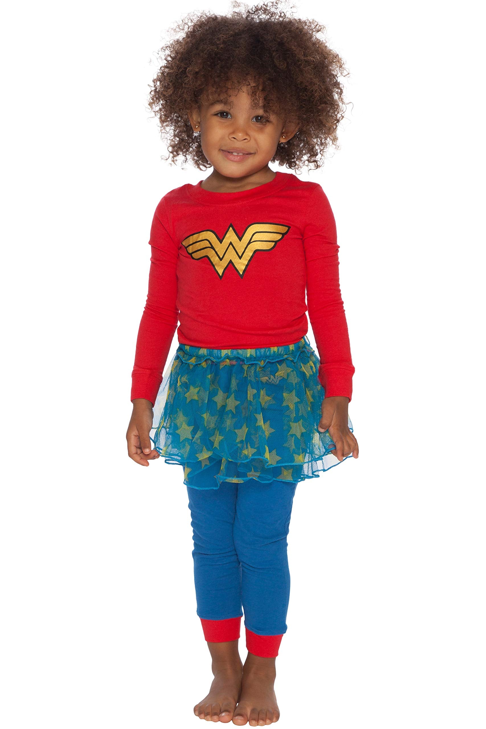 Wonder Woman Intimo Toddler Girls Tutu Pajama Set Sleepwear, red, 2T